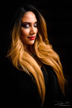 Model Whitley with eyes closed