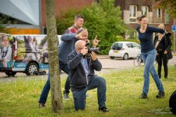 Laptop tent voor reclame shoot buiten