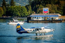 Vancouver Harbour air witj Chevron gas station