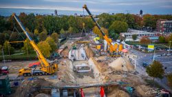 Dronefotografie bij bouwproject tunnelbouw
