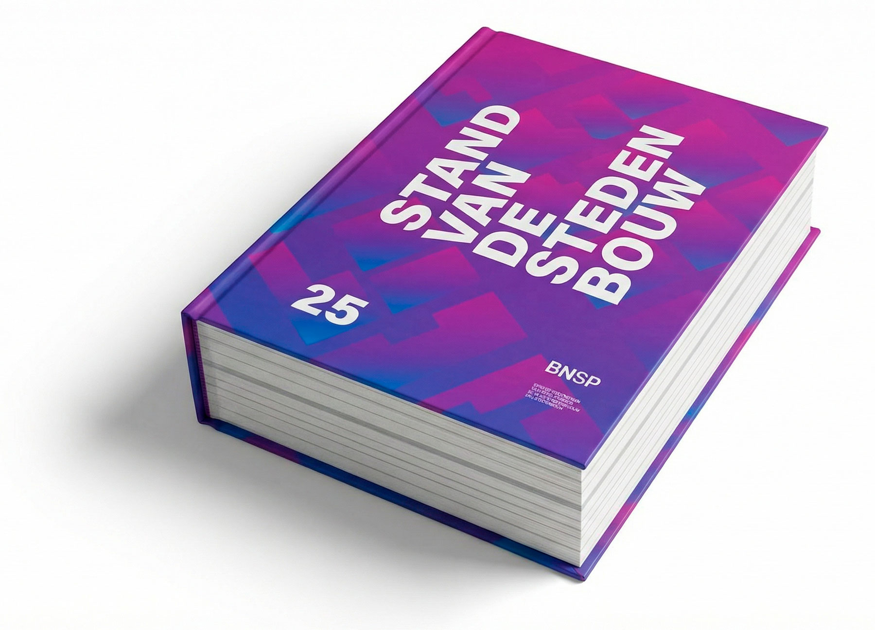 Boek - stand van de stedenbouw - productfoto met mobiele telefoon gefotografeerd en vervolgens met AI op witte ondergrond gelegd.